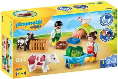 Playmobil 1.2.3 71158 Spielspaß auf dem Bauernhof, Lern-Spielzeug für Kinder