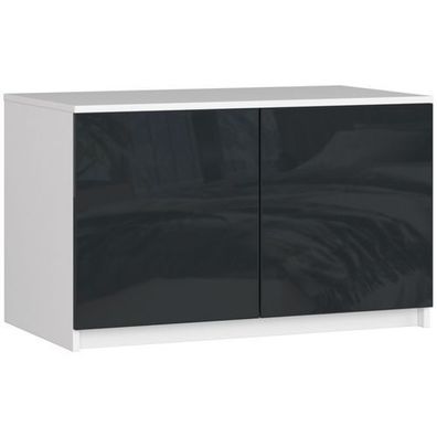 Schrankaufsatz für Kleiderschrank AKORD S90 Weiß 90 cm Front Graphit Glanz 90x55x51cm