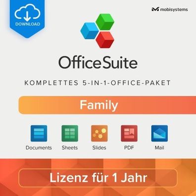 Mobi OfficeSuite Family / 6User / 1Jahr / ESD