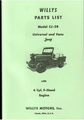 Eratzteile-Liste Willys Jeep Modell CJ-3B Universal und Farm Jeep