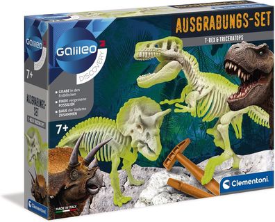 Clementoni Galileo Discovery – Ausgrabungs-Set T-Rex & Triceratops, Spielzeug