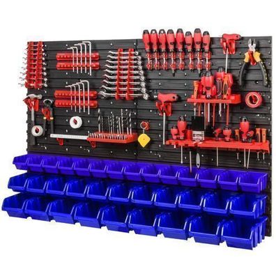 Werkzeugwand 1152 x 780 mm - Lagersystem SET Werkzeughaltern und 34 Stück Boxen