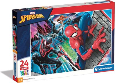 Clementoni 24497 Maxi Spiderman – Puzzle 24 Teile ab 3 Jahren, farbenfroh Kinder