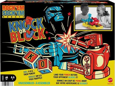 Mattel Games HDN94, Rock ‘em Sock ‘em, Knock or Block, Boxkampf-Spiel für Kinder