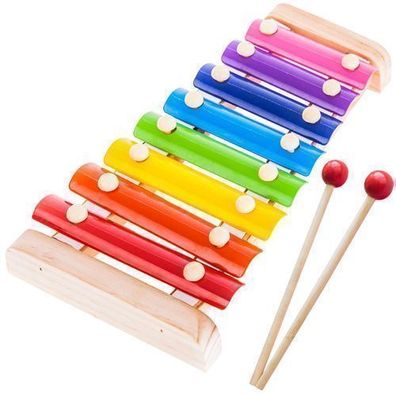 Glockenspiel für Kinder mit 2 Schlägel Holz Musikinstrument Kleine Musiker Retoo