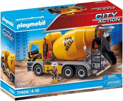 Playmobil City Action 71406 Betonmischer mit drehbarer Mischtrommel, Spielzeug