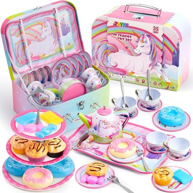 JOYIN 35-tlg. Teeservice Kinder Einhorn Tee Party Set für Mädchen, für Mädchen