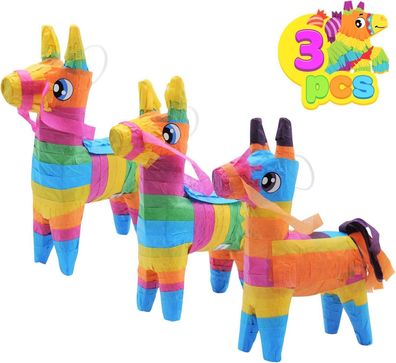 JOYIN 3 Stück Mini Pinatas 19 x 14 cm Cinco De Mayo Regenbogen Farbe, Party Deko