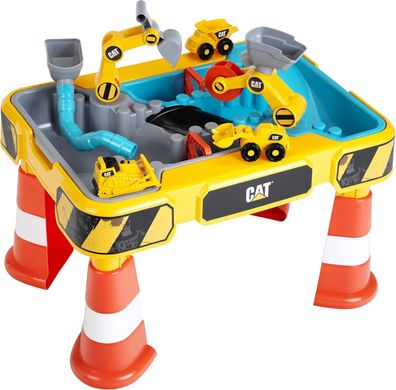 Theo Klein 3208 Caterpillar Sand- & Wasser Spieltisch, 2 Becken + Rad, Kinder