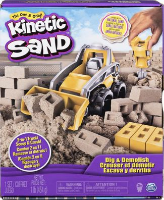 Kinetic Sand Baustellen Spielset mit 454 g Kinetic Sand für kreatives Sandspiel