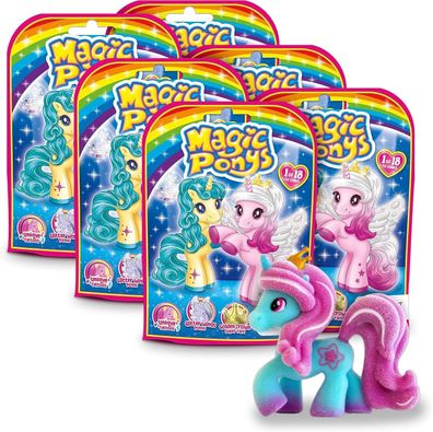 CRAZE Magic PONYS 6er Set 6X Ponys Figuren, Wunderschöne Ponys Spielzeug Kinder