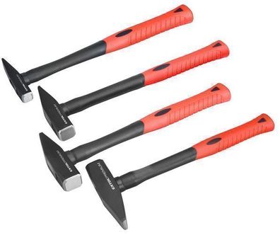 Hammersatz Schlosserhammer Stahlhammer Satz 4-tlg Fiberglas 100g 300g 500g 800g