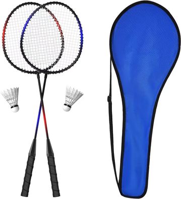 KH Federball Set Badminton 2x Schläger, 2x Federbälle, für Erwachsene & Kinder