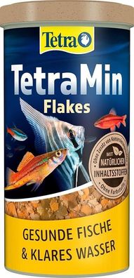 Tetra-Min Flakes - Fischfutter in Flockenform für alle Zierfische, 1 Liter Dose