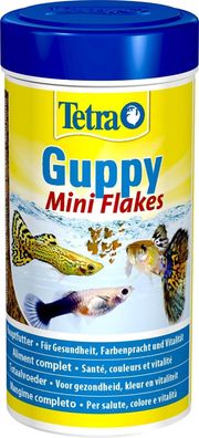 Tetra Guppy Mini Flakes Fischfutter nährstoffreiches Flockenfutter Guppies 250ml