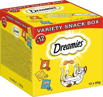 Dreamies Katzensnacks mit Huhn–, Käse– & Lachsgeschmack 12x60g Katzen-Leckerlis