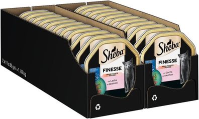 SHEBA Schale Nassfutter für Katzen Finesse Feine Pastete mit Lachs, 22 x 85g