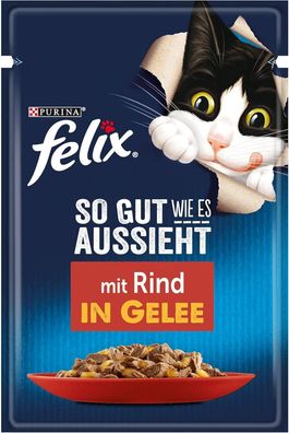 FELIX So gut wie es aussieht Katzen-Nassutter in Gelee, mit Rind (26 x 85 g)