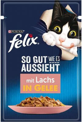 FELIX So gut wie es aussieht Katzen-Nassfutter in Gelee, mit Lachs (26 x 85g)