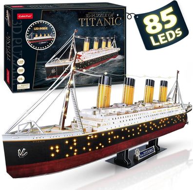 CubicFun Titanic 3D-Puzzle, LED, 88 cm, Modell Titanic, Spielzeug für Erwachsene