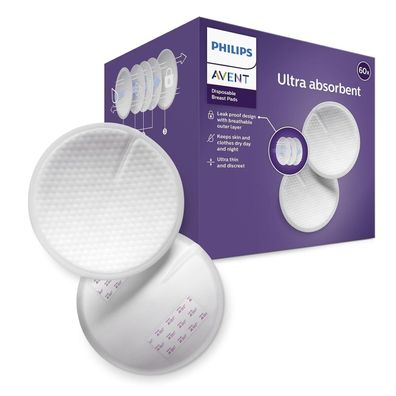 Philips Avent Einweg-Stilleinlagen, Ultra-Komfort und Sicherheit, 60 Stück, weiß