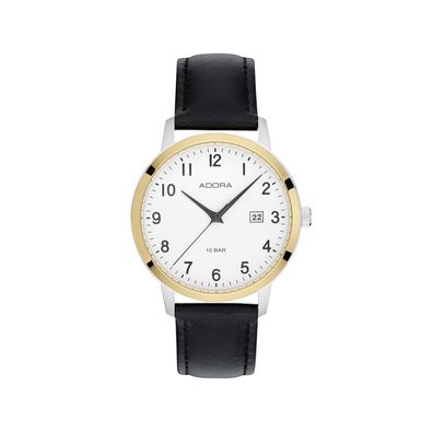 Adora Basis Herrenuhr Ø 39mm Lederband Edelstahlgehäuse bicolor