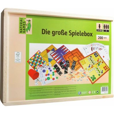 Natural Games Holz Spielesammlung 200 in 1 Gesellschaftsspiele