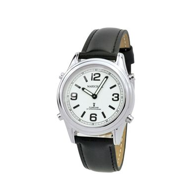 Marschall Funk ? Talking WATCH > Armbanduhr Ø 40mm | schwarzes Lederband