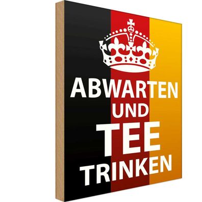 vianmo Holzschild 30x40cm Abwarten und Tee trinken Deko Geschenk