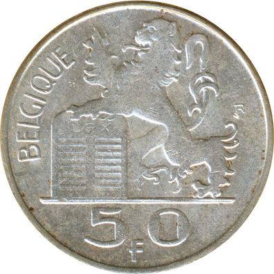 Belgien 50 Francs 1949 Merkur Silber*