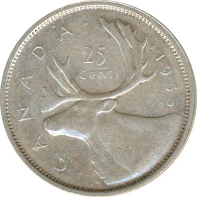 Kanada 25 Cents 1955 Elizabeth II Silber*