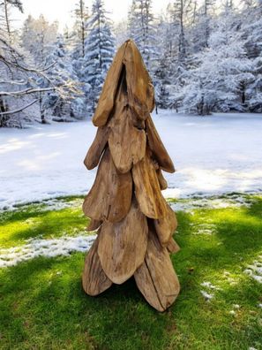 Wurzelholz Deko Tannenbaum Teak Massiv Holz Baum Weihnachten Schnee Garten Wald