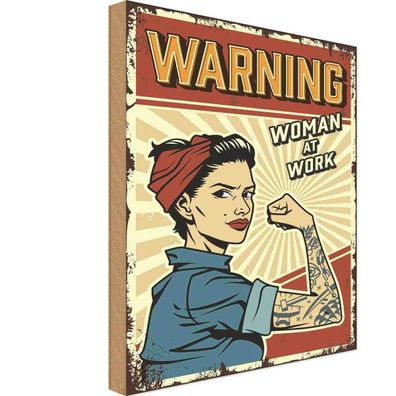 vianmo Holzschild 30x40cm Pinup Warning Women At Work Frau Deko Geschenk