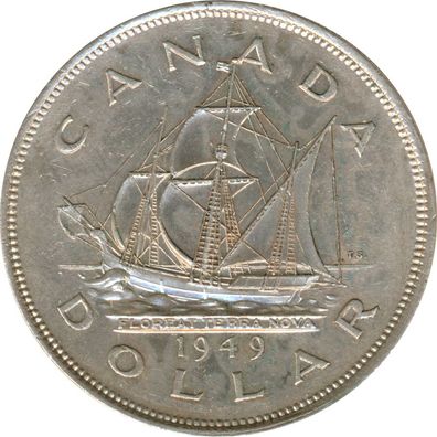 Kanada 1 Dollar 1949 Neufundland - Segelschiff Silber*