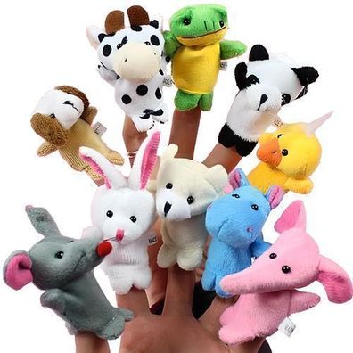 10 Fingerpuppen mit Klein Tierfiguren Finger Plüschtier Set für Geburtstag Retoo