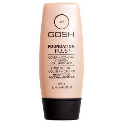 GOSH Foundation Plus+ Elfenbein, 30ml - Satiniertes Finish mit Langzeitwirkung