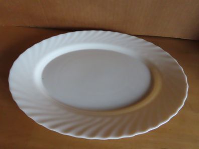 Servierplatte oval Fleischplatte dezent creme Glas gewellter Rand Arcopal