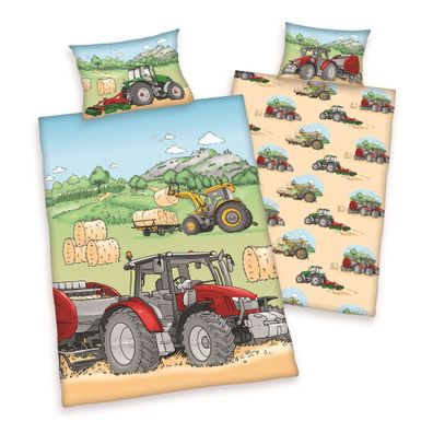 Trecker Baby Bettwäsche Set Traktor 100x135 cm (40x60 cm)