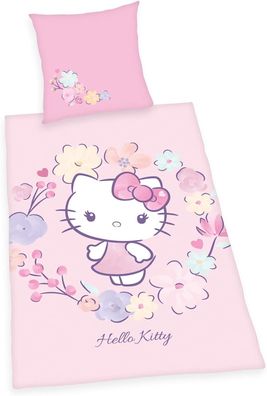 Hello Kitty Biber Bettwäsche Flanell 80 x 80 cm / 135 x 200 cm