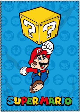 Super Mario Fleecedecke Kuscheldecke 100 x 140 cm blau