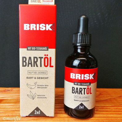 Original Brisk Bartöl 2 in 1, mit Bio-Teebaumöl, 50 ml Art.-Nr. 43093