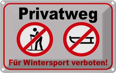 vianmo Blechschild 18x12cm Privatweg Wintersport Verboten Verbotsschild Deko Geschenk