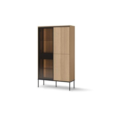 Vitrine VISSO VI-01 mit Beleuchtung Eiche linear 91x158x34 cm