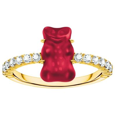 Thomas Sabo - TR2459-414-10 - Ring - 925er Silber - Damen - Goldbär rot