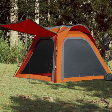 vidaXL Campingzelt 4 Personen Grau und Orange Quick Release Wasserfest