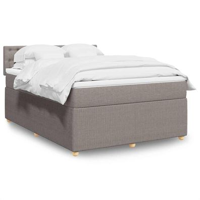 vidaXL Boxspringbett mit Matratze Taupe 160x200 cm Stoff