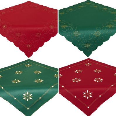 Weihnachten Tischdecke 85x85 Sterne Mitteldecke Bestickt Weihnachtsdecke Pflegeleicht