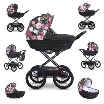 Retro Kinderwagen (ohne Buggy) Weidenkorb Florale Muster Garden by Liux4Kids