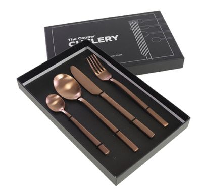 Gedeckter Tisch Besteck 4 tlg Set Edelstahl Kupfer Matt Neu Golden Cutlery Küche