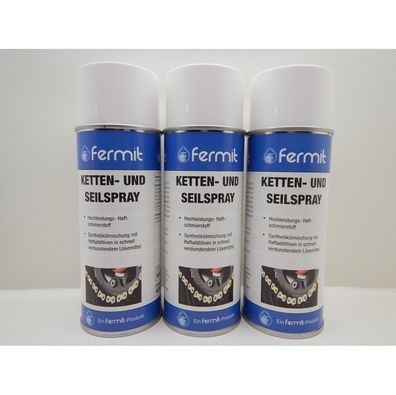 3x Fermit Kettenspray und Seilspray Hochleistungs Haftschmierstoff Kette 400ml